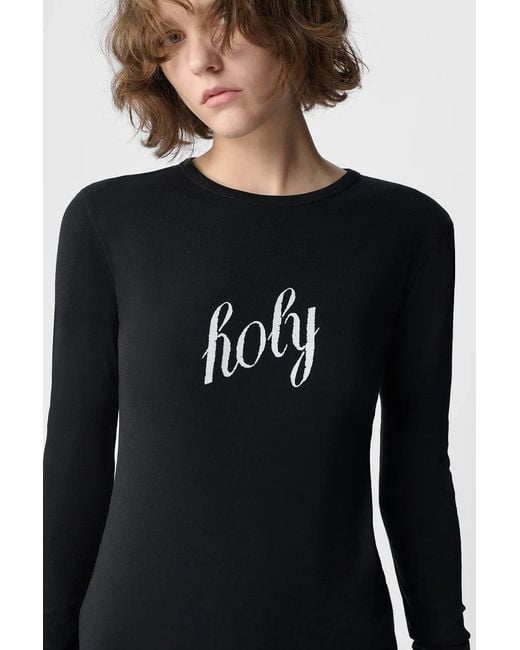 Ann Demeulemeester Black Fiene Printed Long Sleeve T-Shirt