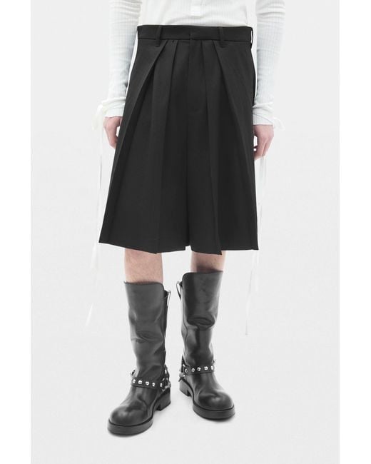 Ann Demeulemeester Black Charley Wide Leg Shorts With Front Pleats for men
