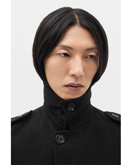 Ann Demeulemeester Black Wilmer Car Coat With Leather Belt for men