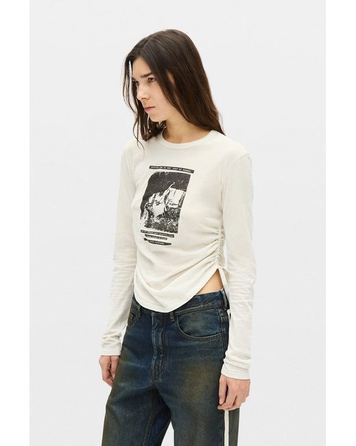 Ann Demeulemeester Gray Dot Wrinkled Cropped Top