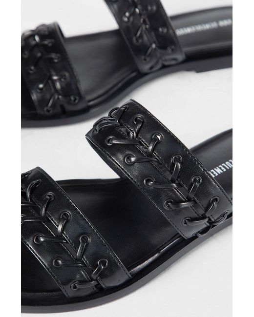 Ann Demeulemeester Black Geke Flat Sandals With Eyelets