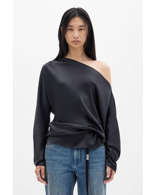 Ann Demeulemeester Black Roos Bias Cut Drop Shoulder Top