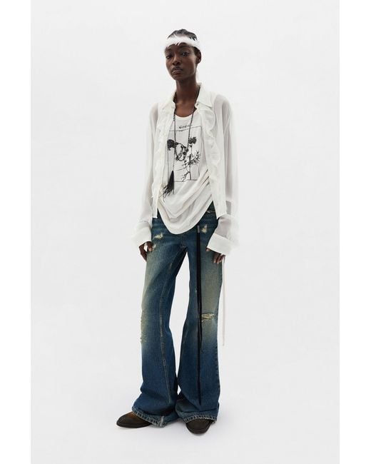 Ann Demeulemeester Blue Toos 5-Pockets Slim Fit Bootcut Trousers