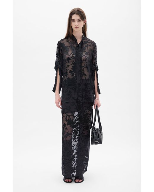 Ann Demeulemeester Black Dien Standard Collar Long Shirt With Foulard