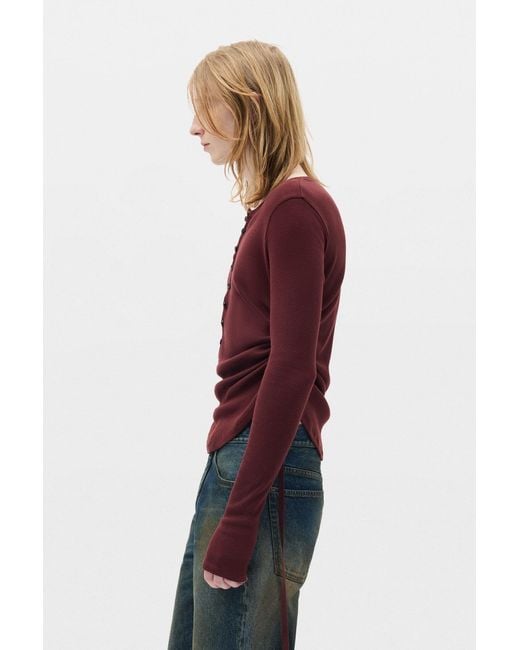 Ann Demeulemeester Red Hamar Wrinkled Serafino Top for men