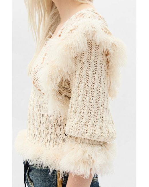 Ann Demeulemeester Natural Dudu Scallop Neck Fitted Sweater