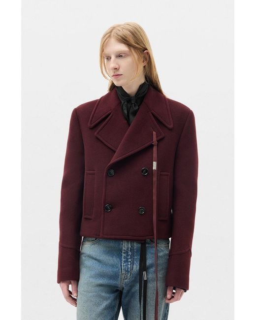 Ann Demeulemeester Red Dalmar Double-Breasted Short Caban for men