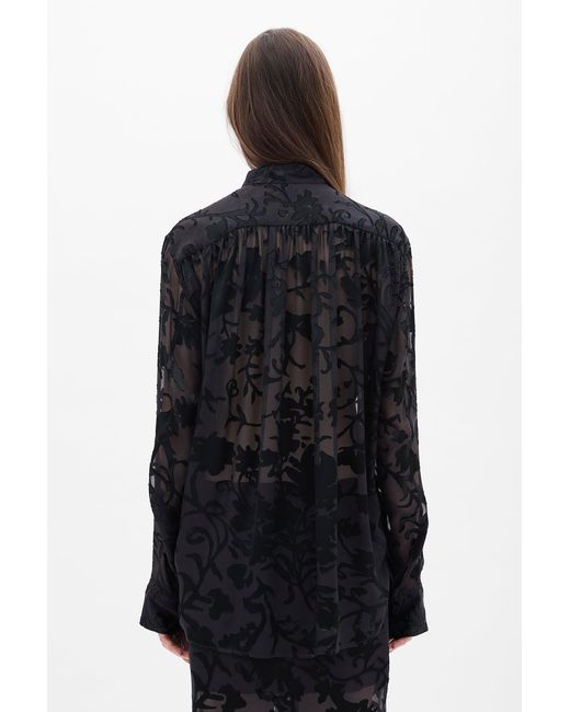 Ann Demeulemeester Black Dien Standard Collar Long Shirt With Foulard