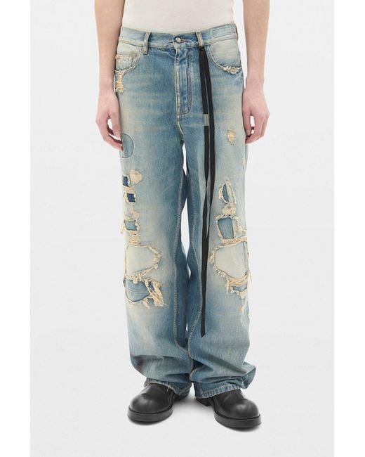 Ann Demeulemeester Blue Evan 5-Pockets Straight Leg Loose Trousers for men