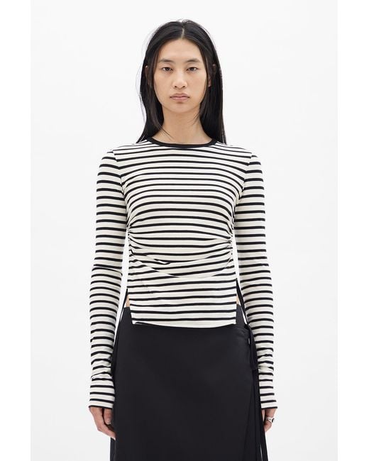 Ann Demeulemeester Black Oke Wrinkled Cropped Long Sleeve Top