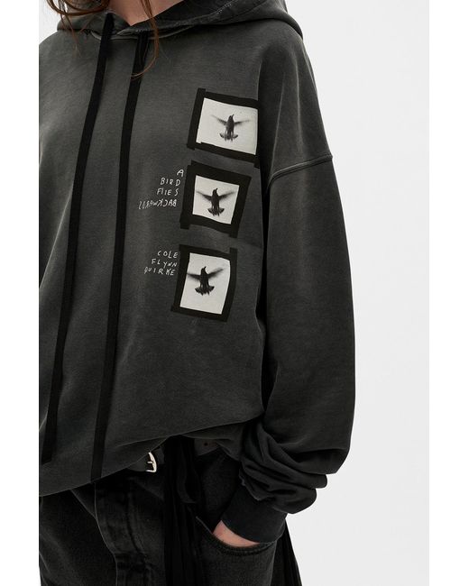 Ann Demeulemeester Black Anne Marie 'Doves' High Comfort Hoodie