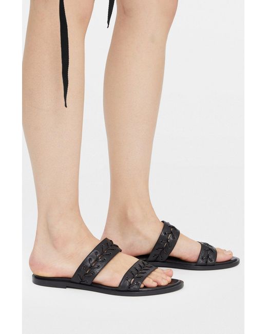 Ann Demeulemeester Black Geke Flat Sandals With Eyelets