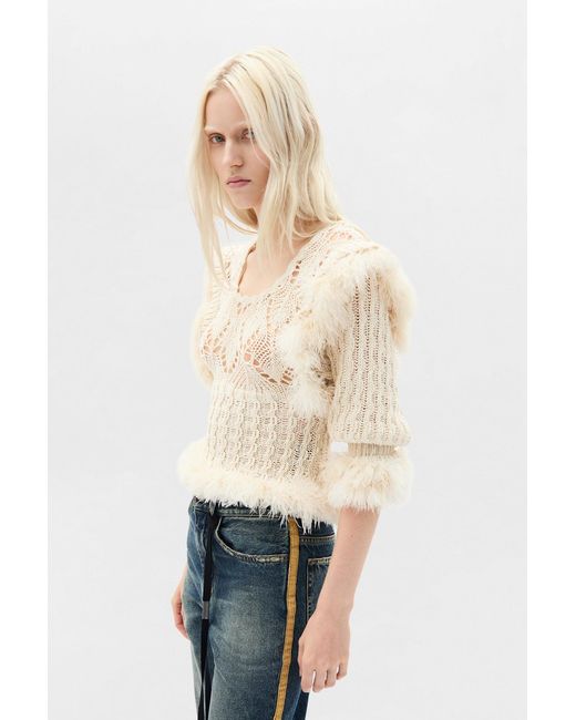 Ann Demeulemeester Natural Dudu Scallop Neck Fitted Sweater