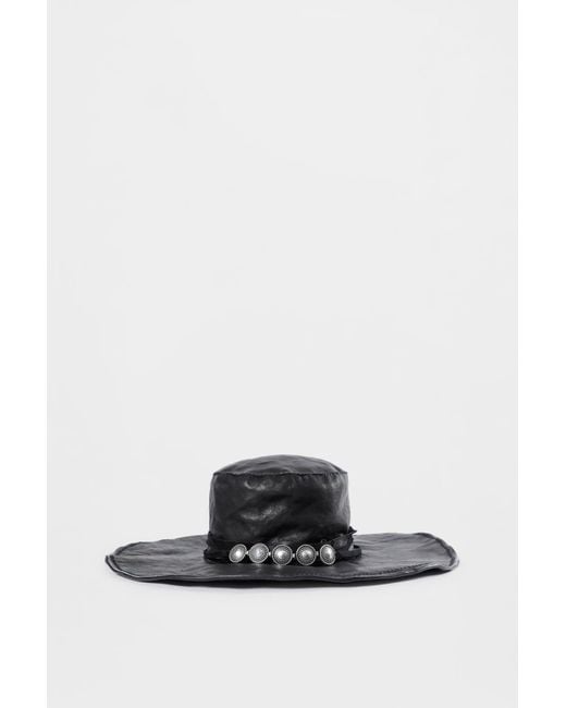 Ann Demeulemeester Tias Large Leather Hat With Studs in Black | Lyst