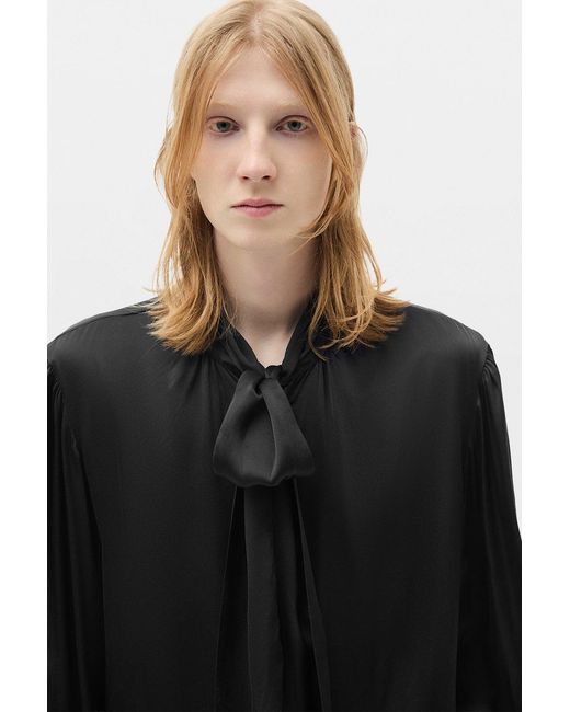 Ann Demeulemeester Black Runo Bow Tie Collar Shirt for men