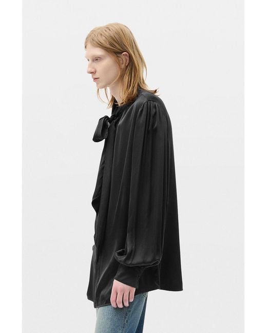Ann Demeulemeester Black Runo Bow Tie Collar Shirt for men