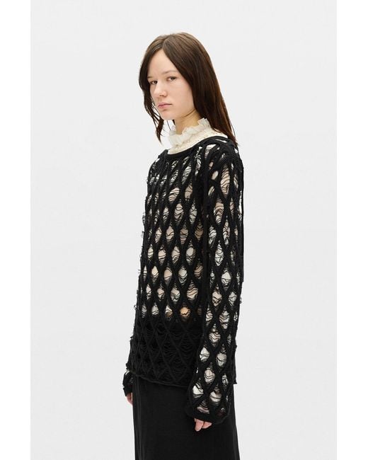 Ann Demeulemeester Black Izabel Diamond Stitch Sweater