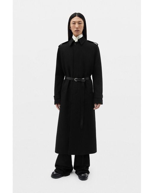 Ann Demeulemeester Black Wilmer Car Coat With Leather Belt for men