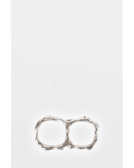 Ann Demeulemeester White Lenja Futuristic Fine Thorn Double Ring