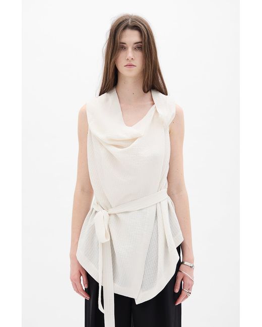 Ann Demeulemeester White Macy Asymmetric Wrap Top
