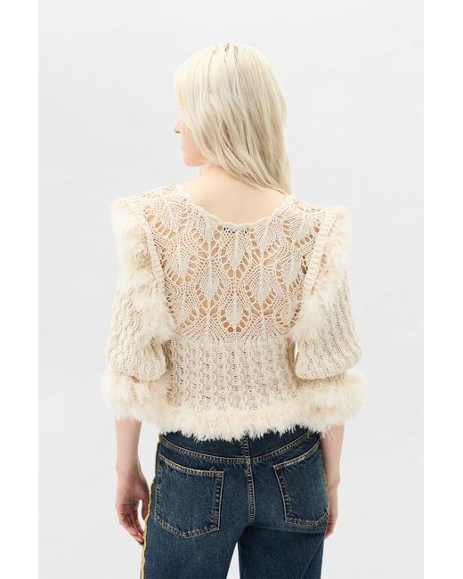 Ann Demeulemeester Natural Dudu Scallop Neck Fitted Sweater