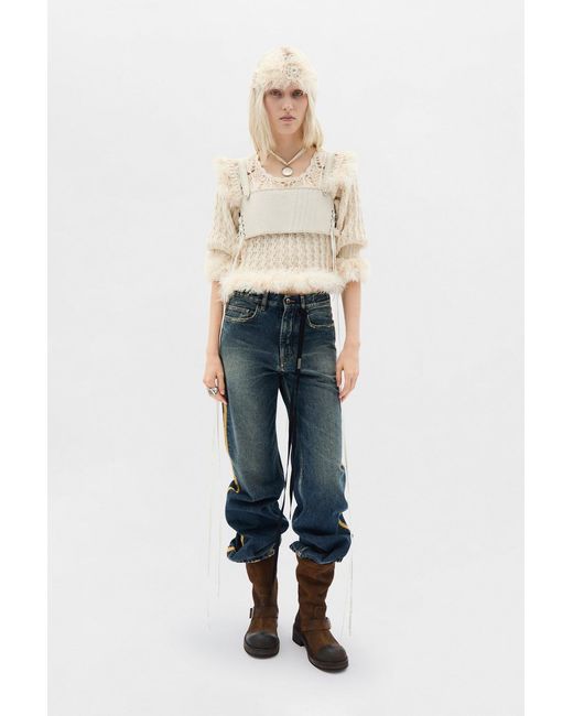 Ann Demeulemeester Natural Dudu Scallop Neck Fitted Sweater