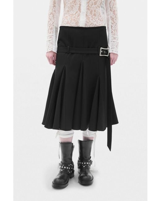 Ann Demeulemeester Black Helma Knee Length Handkerchief Skirt With Belt