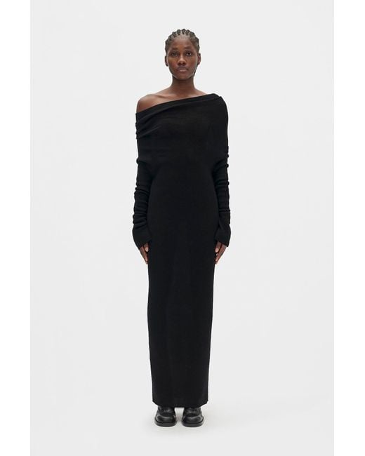 Ann Demeulemeester Black Barbro Dropped Shoulder Midi Knitted Dress