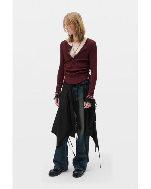 Ann Demeulemeester Red Hamar Wrinkled Serafino Top for men