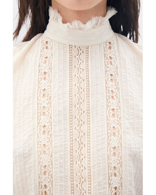 Ann Demeulemeester White Bee High Neck Cropped Top
