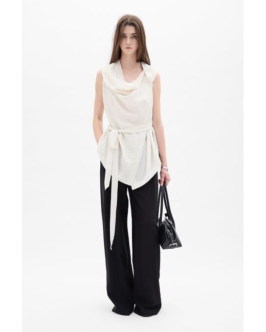 Ann Demeulemeester White Macy Asymmetric Wrap Top