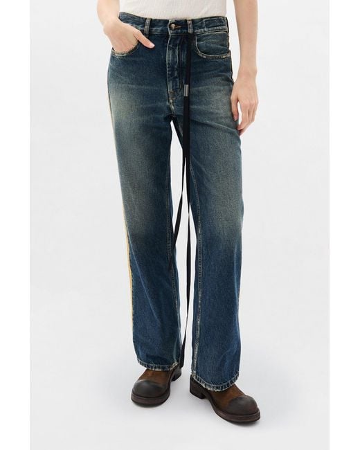 Ann Demeulemeester Blue Zana 5-Pockets Flared Cropped Trousers