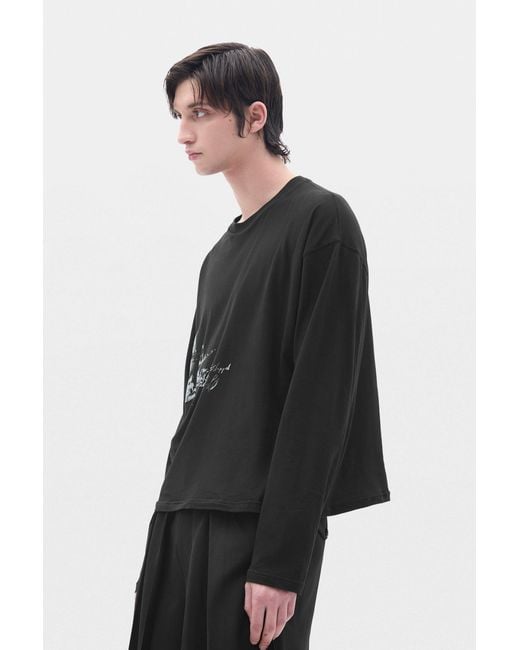 Ann Demeulemeester Black Emil Relax Fit Long Sleeve Boxy T-Shirt for men