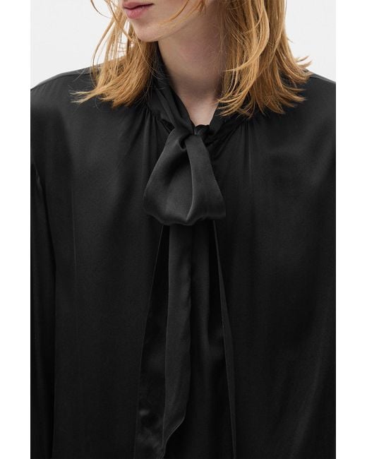 Ann Demeulemeester Black Runo Bow Tie Collar Shirt for men