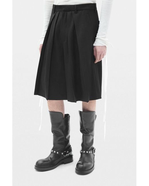 Ann Demeulemeester Black Charley Wide Leg Shorts With Front Pleats for men