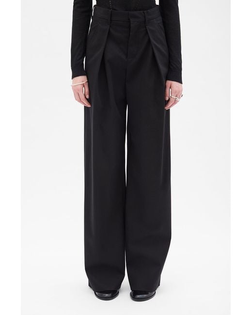 Ann Demeulemeester Black Nouke Wide Leg Pleated Trousers