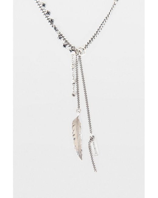Ann Demeulemeester Gray Maiko Feather Necklace for men
