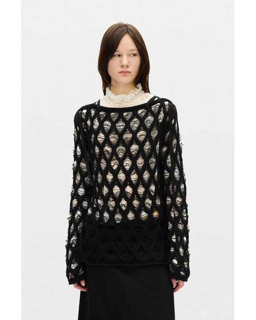 Ann Demeulemeester Black Izabel Diamond Stitch Sweater