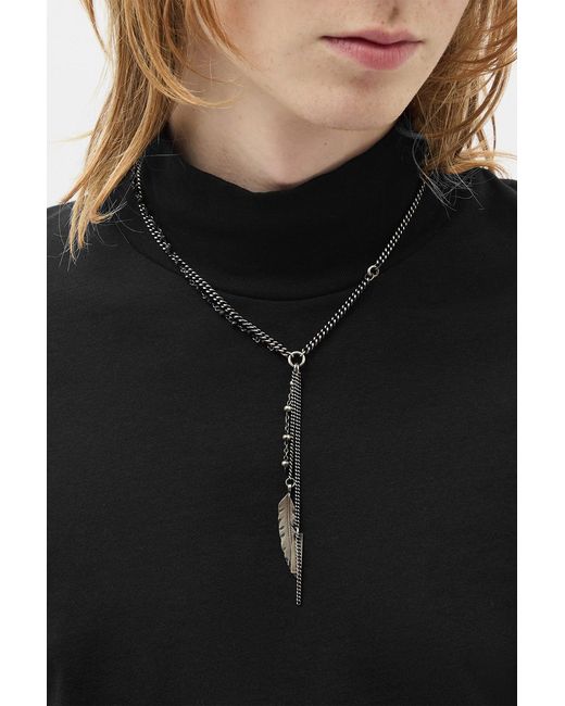 Ann Demeulemeester Gray Maiko Feather Necklace for men