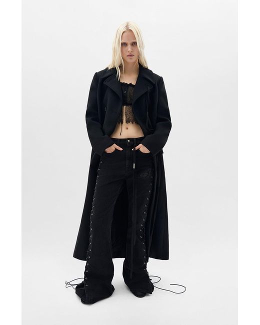 Ann Demeulemeester Blue Jorunn Crop Top With Distressed Lace Details