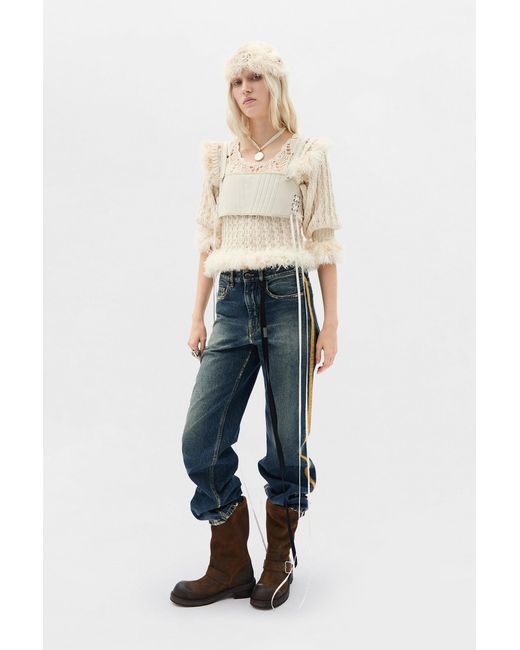 Ann Demeulemeester Blue Zana 5-Pockets Flared Cropped Trousers