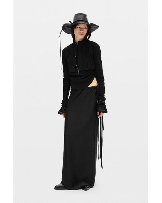 Ann Demeulemeester Black Dot Wrinkled Cropped Long Sleeves Top