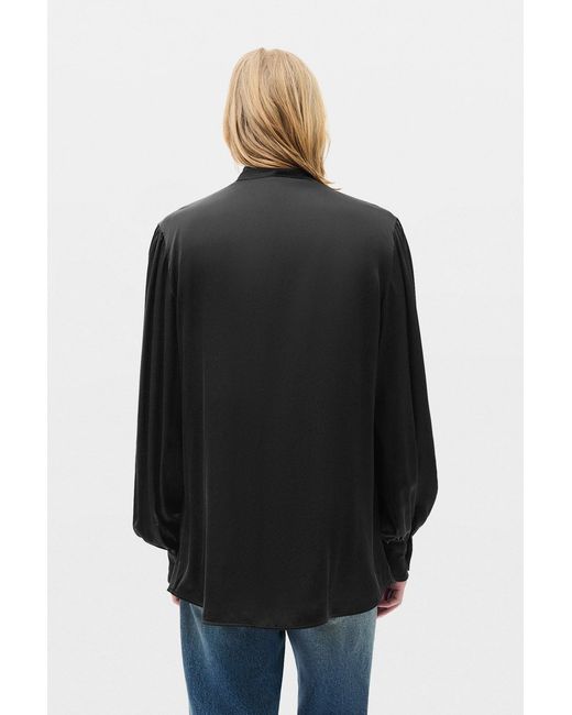 Ann Demeulemeester Black Runo Bow Tie Collar Shirt for men