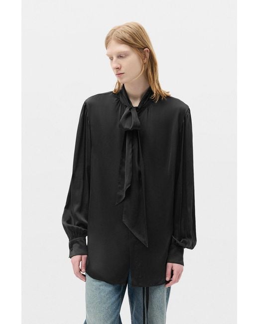 Ann Demeulemeester Black Runo Bow Tie Collar Shirt for men