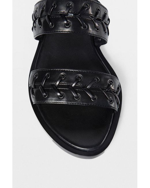Ann Demeulemeester Black Geke Flat Sandals With Eyelets