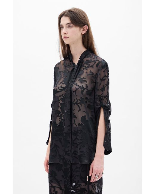 Ann Demeulemeester Black Dien Standard Collar Long Shirt With Foulard
