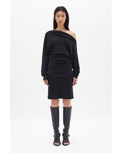 Ann Demeulemeester Black Bila Long Bias Cut Dropped Shoulder Dress