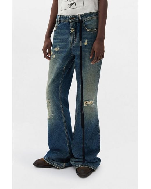 Ann Demeulemeester Blue Toos 5-Pockets Slim Fit Bootcut Trousers