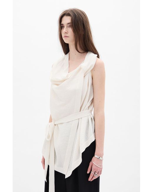 Ann Demeulemeester White Macy Asymmetric Wrap Top