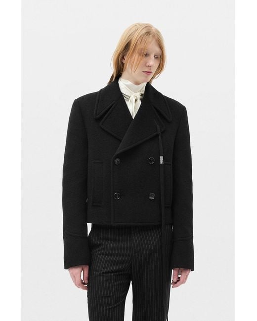 Ann Demeulemeester Black Dalmar Double-Breasted Short Caban for men